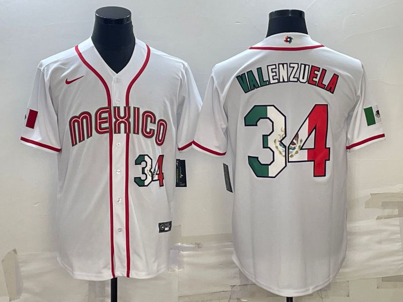 Men 2023 World Cub Mexico #34 Valenzuela White Nike MLB Jersey6->more jerseys->MLB Jersey